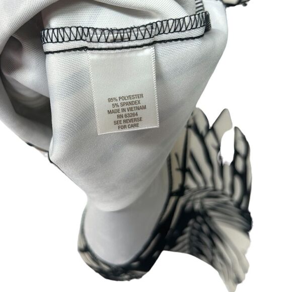 Dress Barn Cream Bodycon Pencil Mini Skirt Black Leaves Plants Pattern Stretchy - Picture 4 of 5